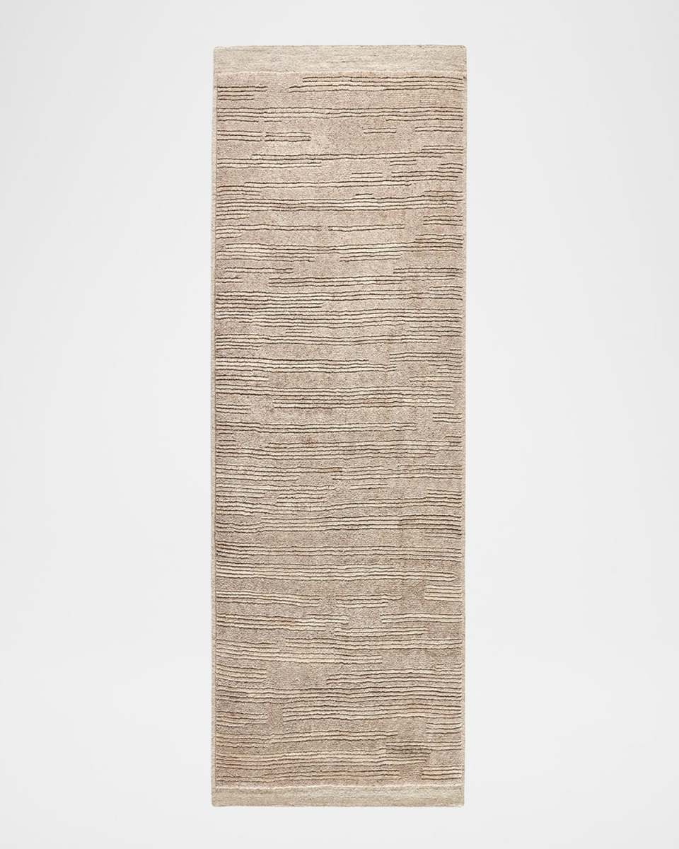 Miro Taupe Hand-Knotted Runner, 3' x 10'